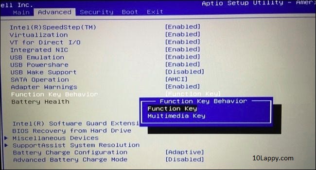 How to Enable Function Keys on Dell Laptop using combination keys