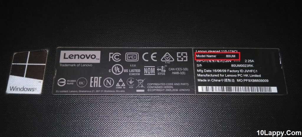How To Find Model Number Of Lenovo Laptop by finding on Lenovo Laptop Product Lable